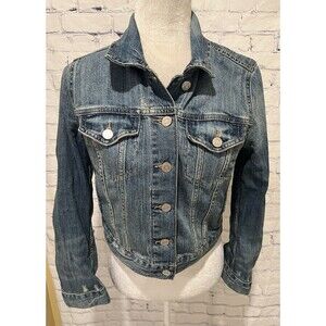 Garage Classic Fit Denim Faded Wash Crop Jean Jacket Size Small